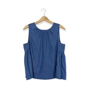 The Native One Chambray Button Back Cotton Tank Top